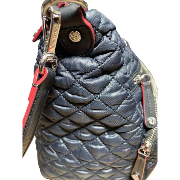 MZ WALLACE Bag DOWNTOWN Blue Burgundy Red Hobo Crossbody Purse - Picture 9 of 16